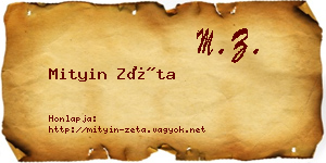 Mityin Zéta névjegykártya